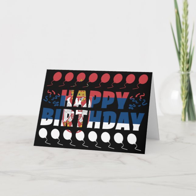 Serbia Flag Patriotic Birthday Card (Front)