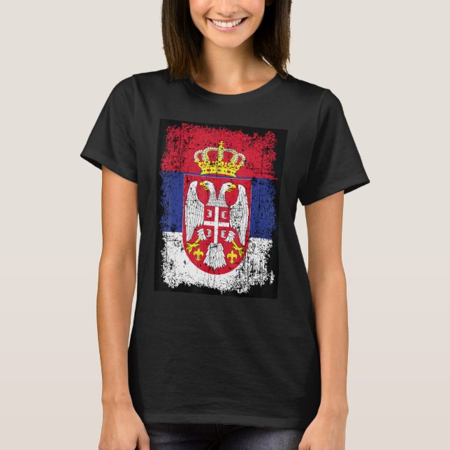 Serbia Flag Serbian Flag Coat Of Arms Eagle Serbia T-Shirt (Front)