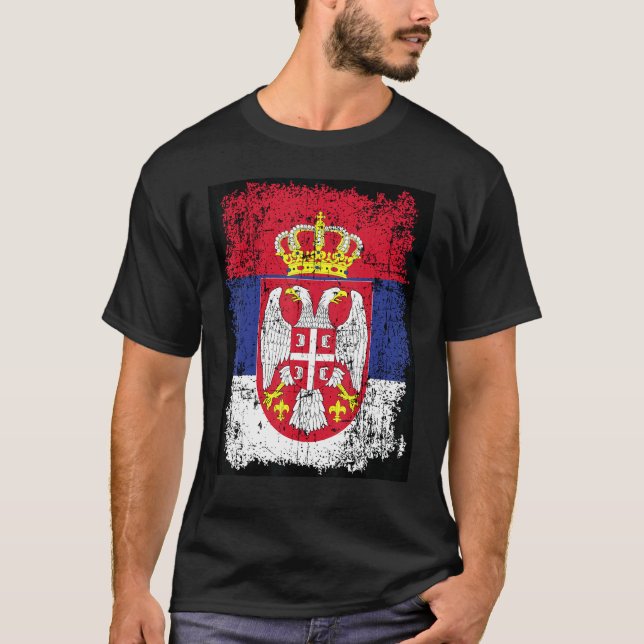 Serbia Flag Serbian Flag Coat Of Arms Eagle Serbia T-Shirt (Front)