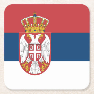 Serbia Flag Square Paper Coaster