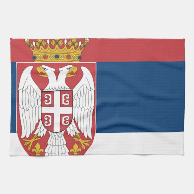 Serbia Flag Tea Towel (Horizontal)