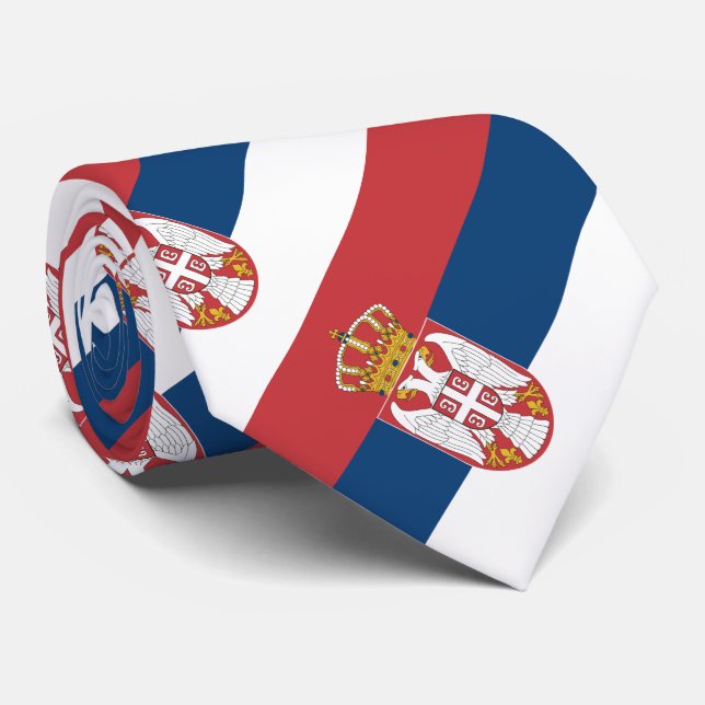 Serbia Flag Tie (Rolled)