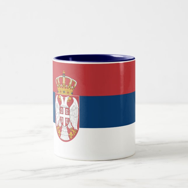 Serbia Flag Two-Tone Coffee Mug (Center)