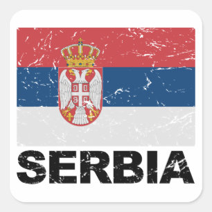 Serbia Flag Vintage Square Sticker