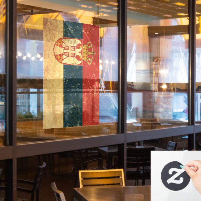 Serbia Flag Window Cling (Restaurant Window)