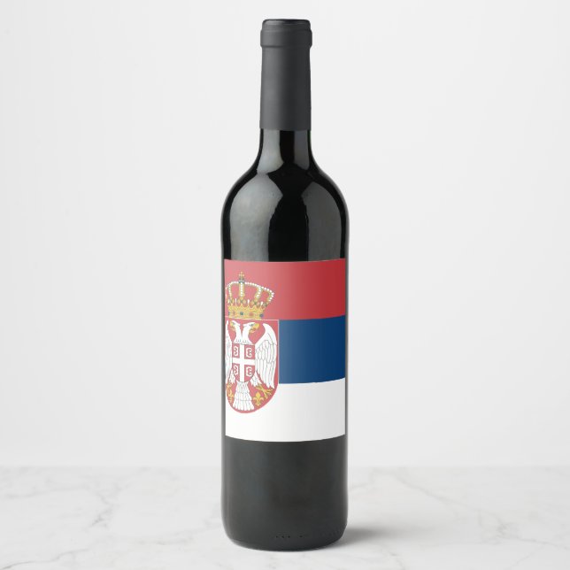Serbia Flag Wine Label (Front)
