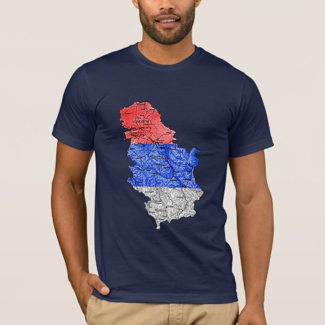 Serbia Flagcolor Map T-Shirt (Front)