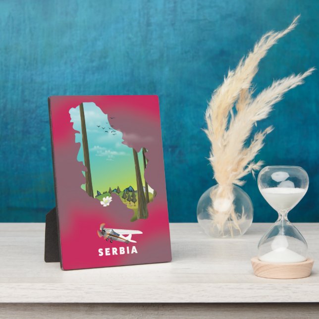 Serbia Illustrated map travel poster Plaque (Side)