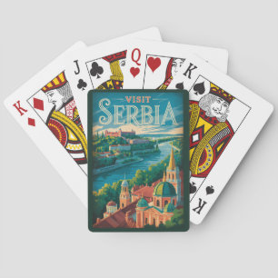Serbia Landscape Illustration Travel Art Vintage Playing Cards