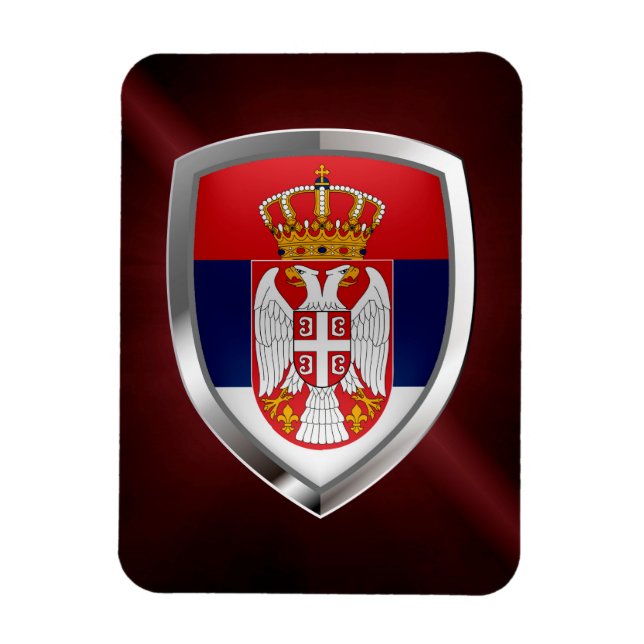 Serbia Metallic Emblem Magnet (Vertical)
