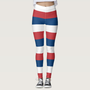 Serbia National Flag Colours Horizontal Striped Leggings