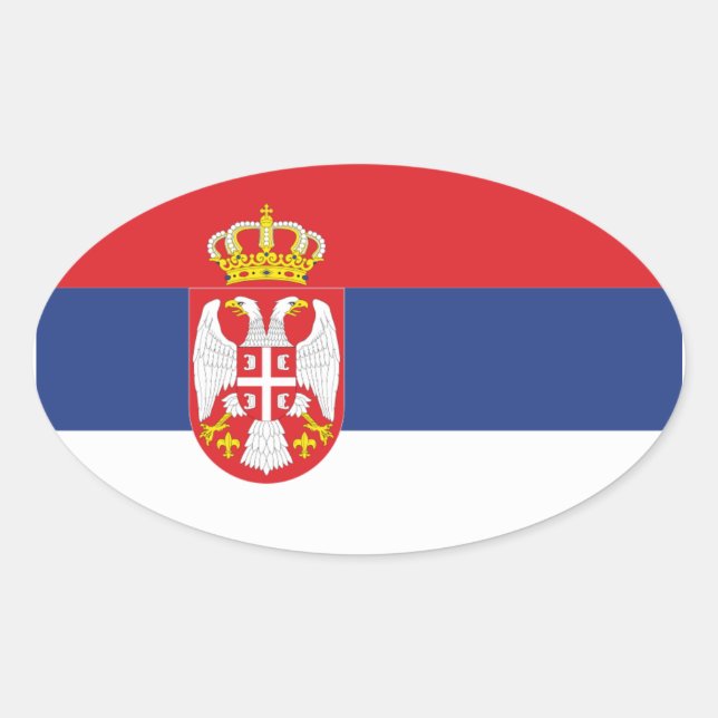 Serbia National Flag Oval Sticker (Front)