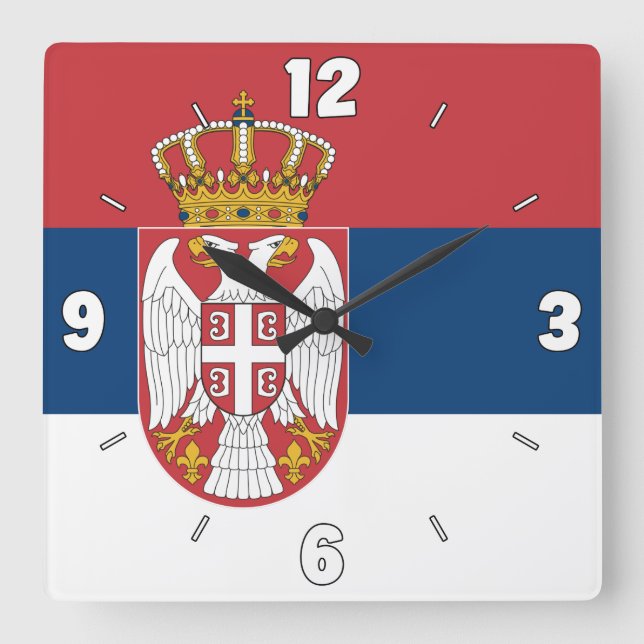 Serbia National Flag Patriotic Square Wall Clock (Front)