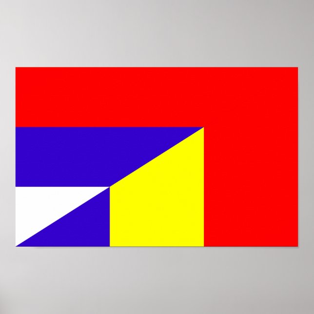 serbia romania flag country half symbol poster (Front)
