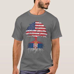 Serbia Roots Serbian American Flag USA Citizenship T-Shirt