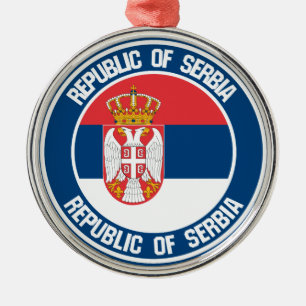 Serbia Round Emblem Metal Tree Decoration