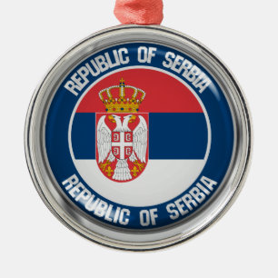 Serbia Round Emblem Metal Tree Decoration
