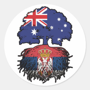 Serbia Serbian Australian Australia Tree Roots Classic Round Sticker