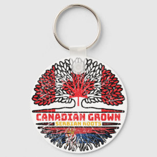 Serbia Serbian Canadian Canada Tree Roots Flag Key Ring