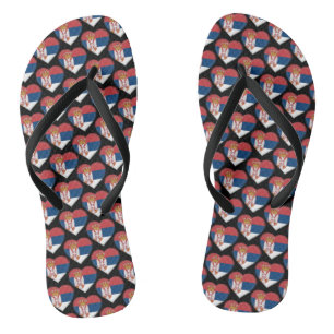 Serbia Serbian Flag Colours Hearts Pattern Flip Flops