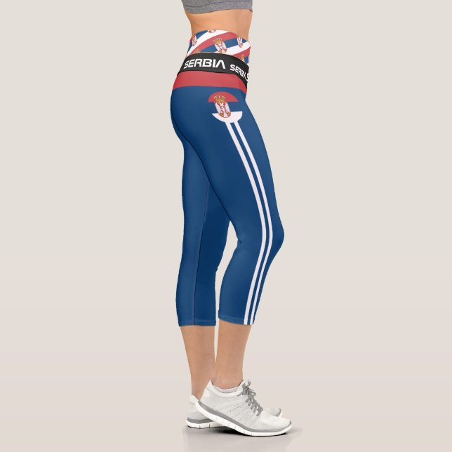 Serbia & Serbian Flag fashion, Fitness, Sports Capri Leggings (Right)