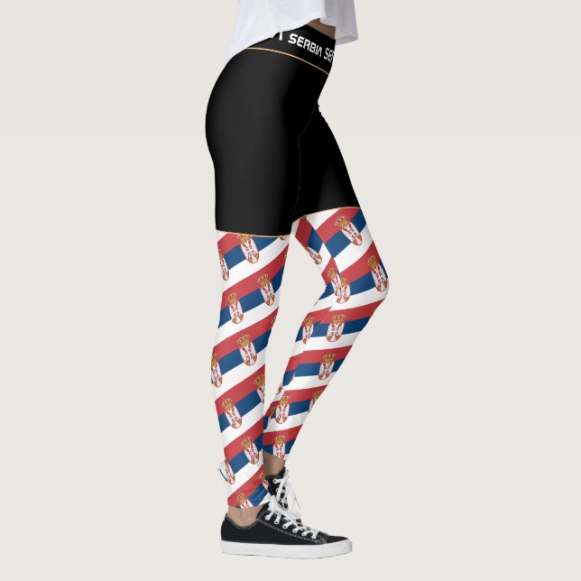 Serbia & Serbian Flag fashion /sport fan Leggings (Right)