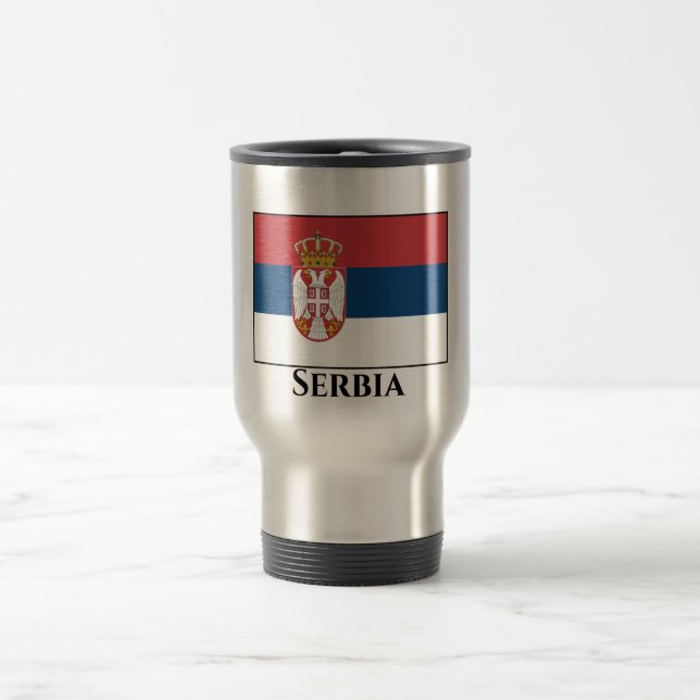 Serbia (Serbian) Flag Travel Mug (Center)