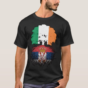 Serbia Serbian Irish Ireland Tree Roots Flag T-Shirt