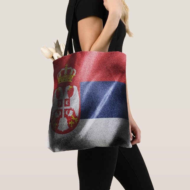 Serbia silk flag tote bag (Close Up)