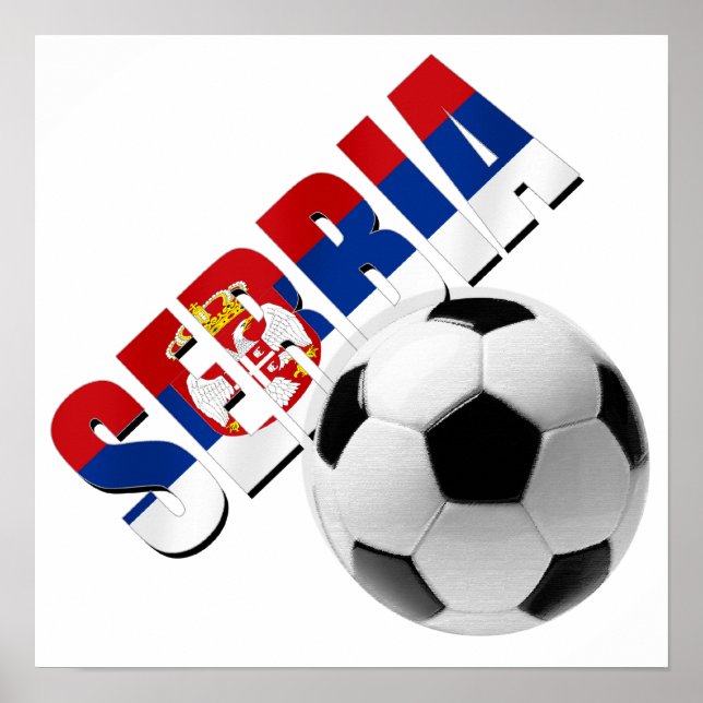 Serbia soccer ball Serbian flag worded logo Poster (Front)