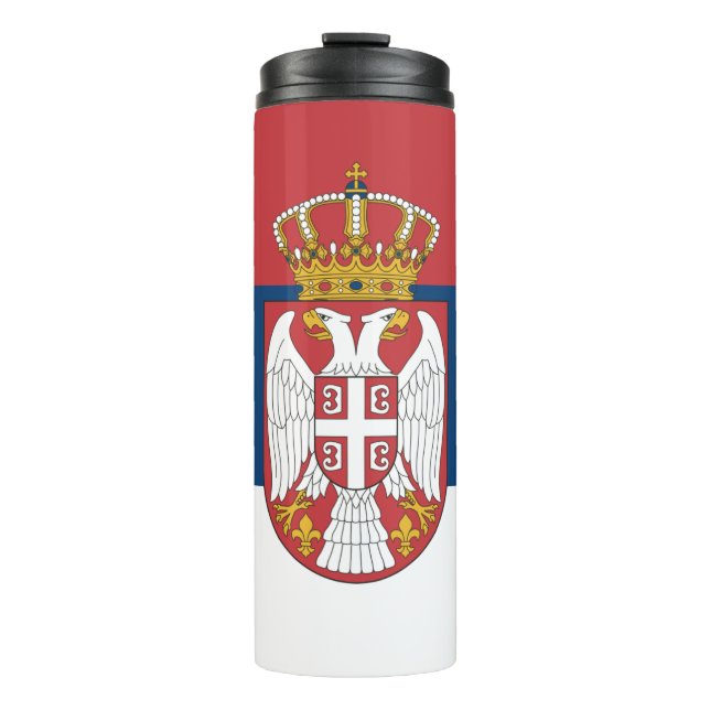 Serbia Travel Mug, patriotic Serbian Flag Thermal Tumbler (Front)