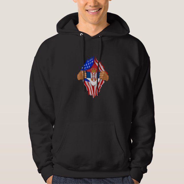 Serbian Blood Inside Me  Serbia Flag Hoodie (Front)