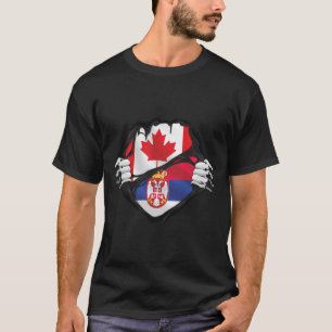 Serbian Canadian Hands Ripped Roots Flag T-Shirt