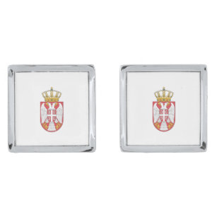 Serbian coat of arms silver finish cufflinks