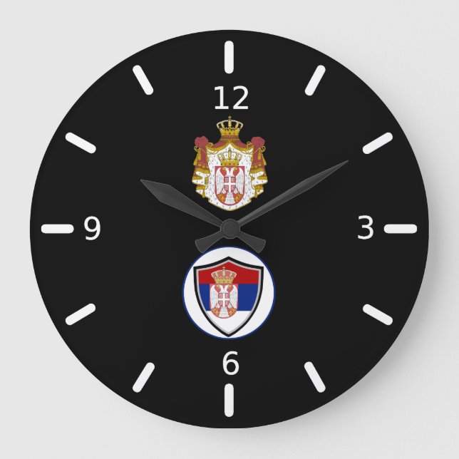 Serbian flag-coat arms large clock (Front)