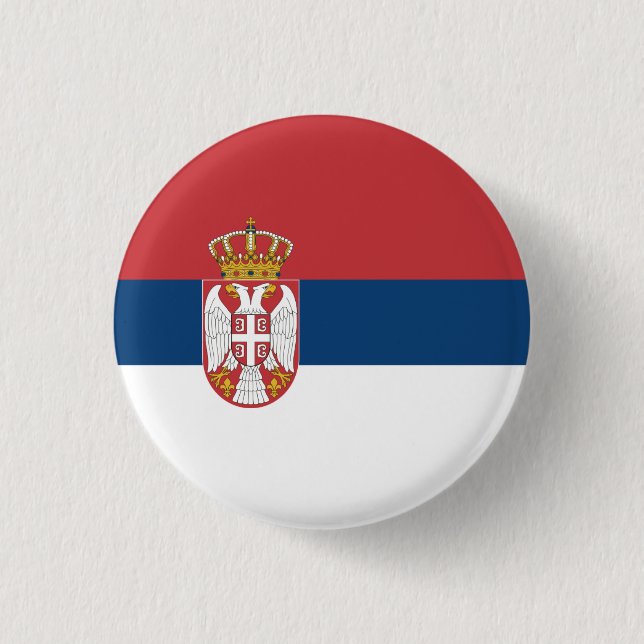 Serbian Flag, Flag of Serbia 3 Cm Round Badge (Front)