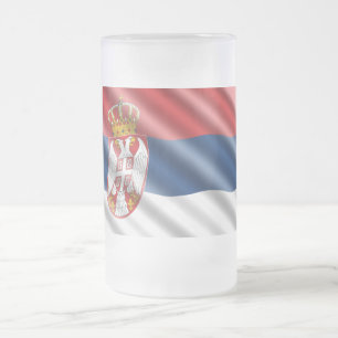Serbian flag frosted glass beer mug