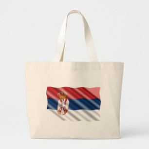 Serbian flag large tote bag