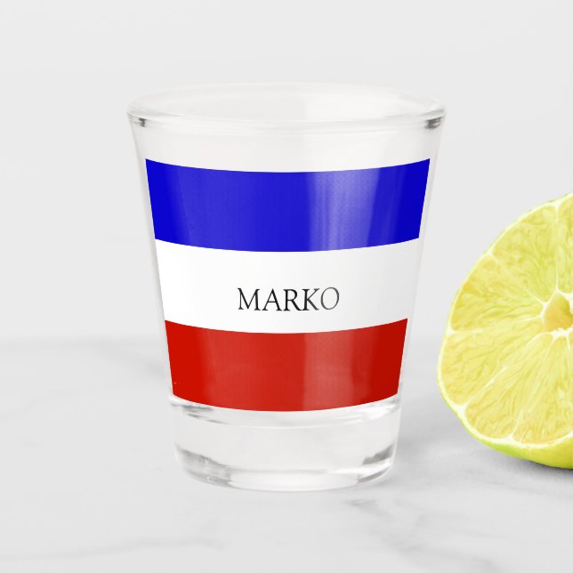 Serbian flag, patriotic shot glass (Front)