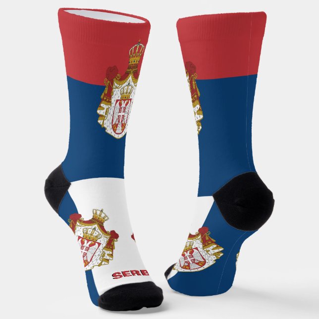 Serbian Flag Patriotic, Sustainable Serbia Premium Socks (Angled)