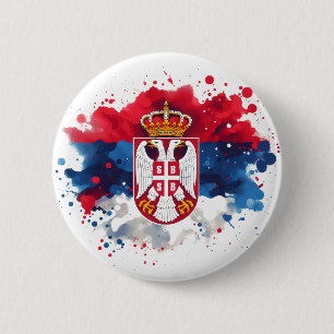 Serbian Flag Serbia  6 Cm Round Badge