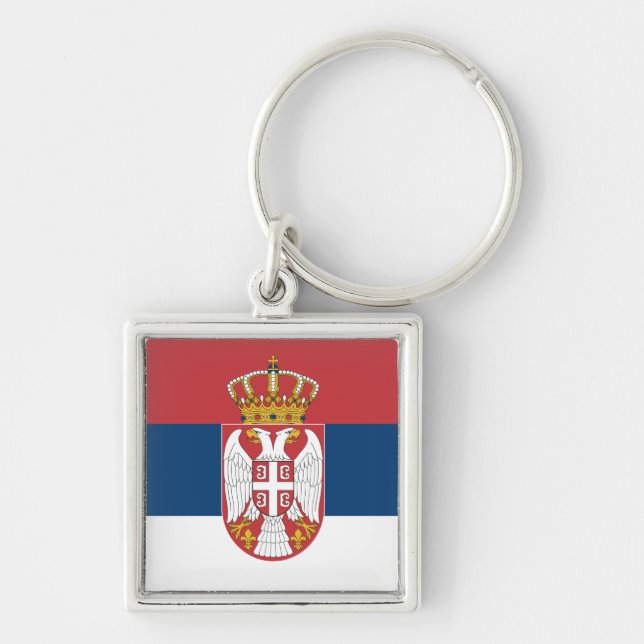 Serbian flag & Serbia holiday, travel /sports Key Ring (Front)