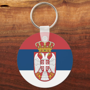 Serbian flag & Serbia holiday, travel / sports Key Ring