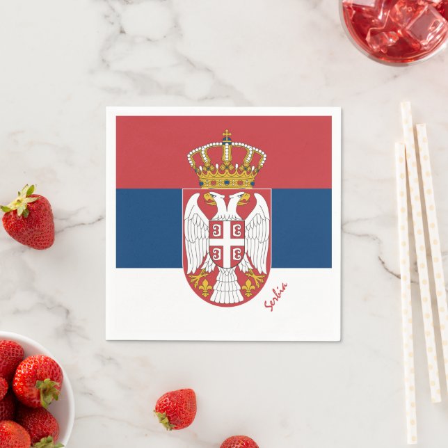 Serbian flag & Serbia party fashion /sports Napkin (Insitu)