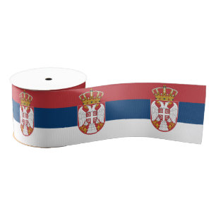 Serbian Flag & Serbia travel, holiday/sports Grosgrain Ribbon