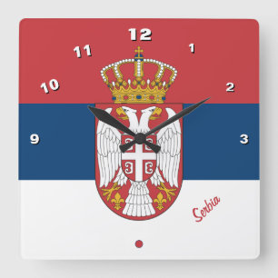 Serbian Flag & Serbia trendy clock /sports fan