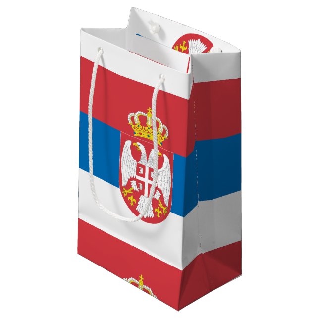 Serbian Flag Small Gift Bag (Front Angled)