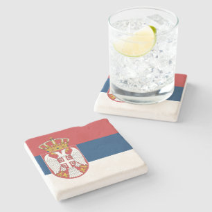 Serbian Flag Stone Coaster