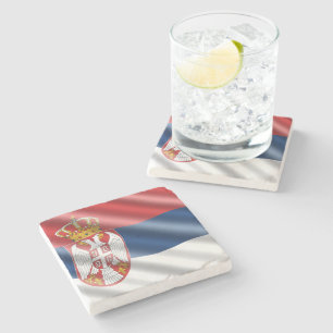 Serbian flag stone coaster