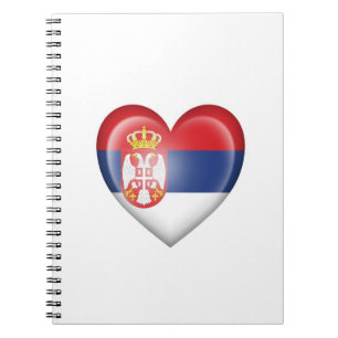 Serbian Heart Flag on White Notebook
